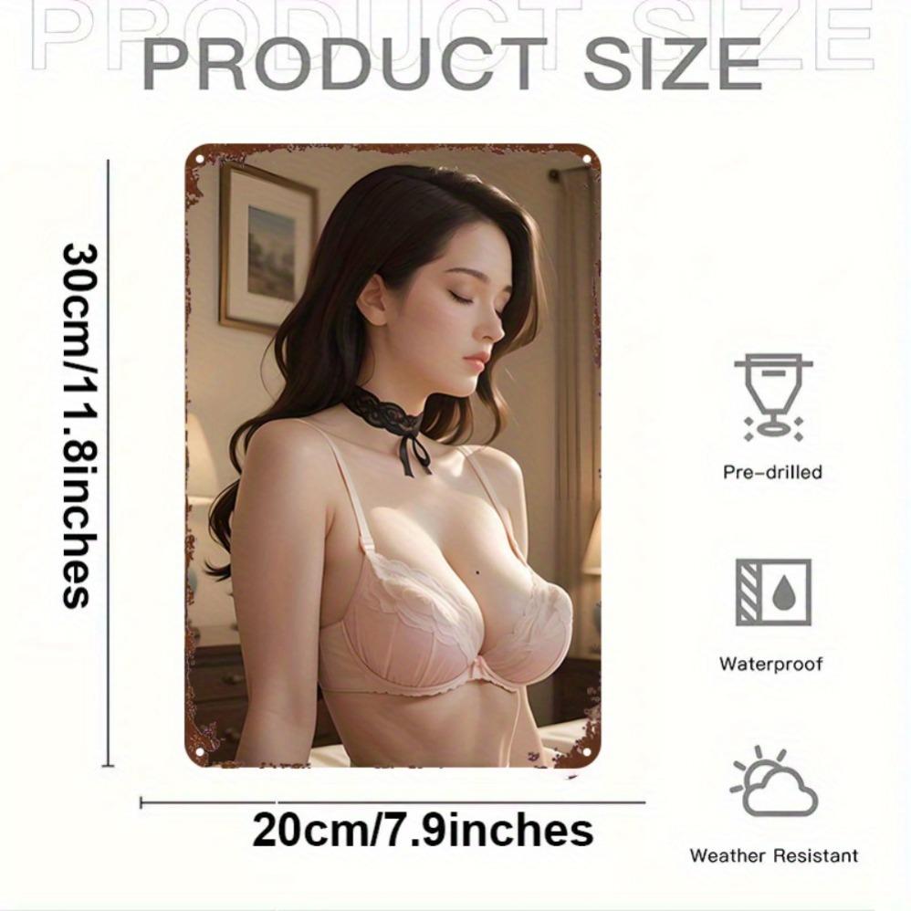 

Sexy Lace Collar 2D Metal Wall Art 8x12 Inch Durable Iron Sign with PreDrilled Holes for Home Bar Decor 20x30cm