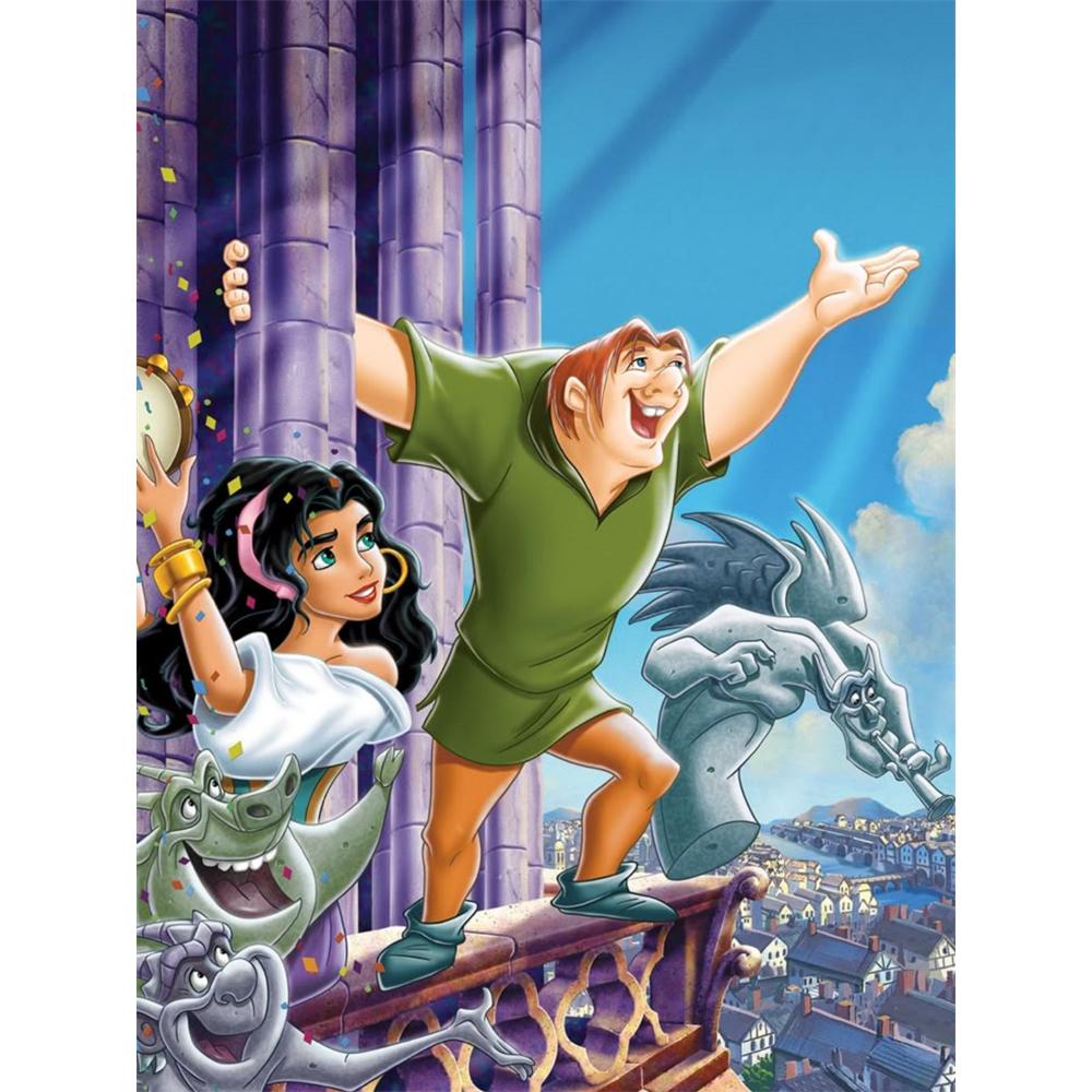 

Disney Diamond Painting Complete Set Classic Scene Illustrations of The Hunchback of Notre Dame 5D Diamond Painting Cross Stitch Mosaic Home Decor Round 20x30cm