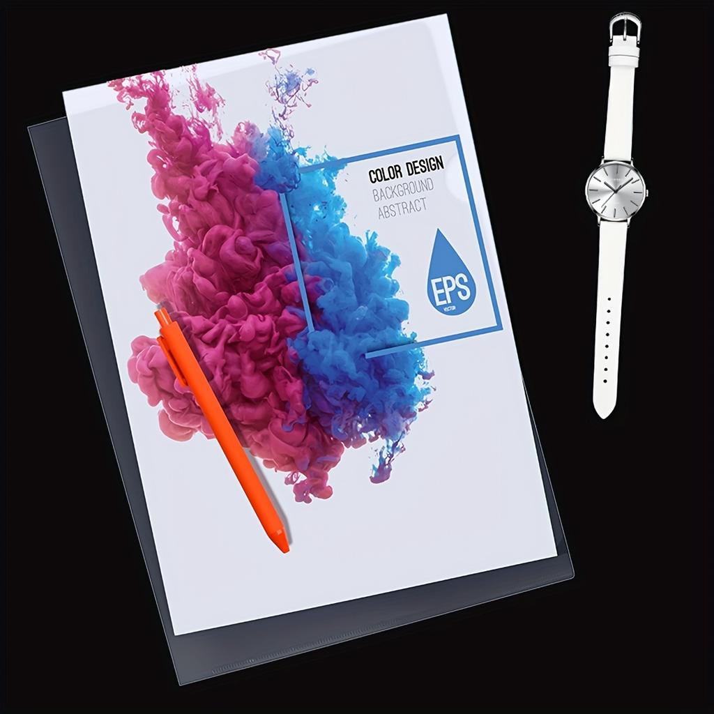 30 Pack PVC L-Shaped A4 Document Folders, Transparent File Envelopes for Office and Home Organization