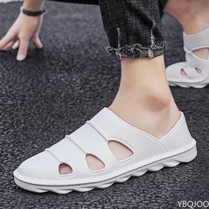 Men's Sandals Light Slip-on Jelly Shoes Slippers Men Breathable Non-Slip Beach Soft Bottom Closed Toe Shoes Water Footwear Flats