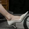White bridal shoes French niche fine heel single shoes main yarn show two wear wedding shoes women's high heels are not tired