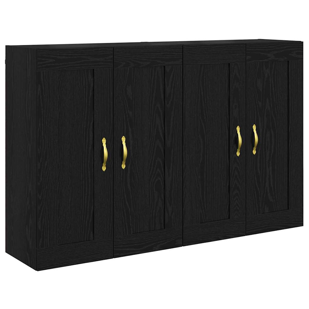 Wall Mounted Cabinet 2 Pcs Black Oak Effect Particleboard