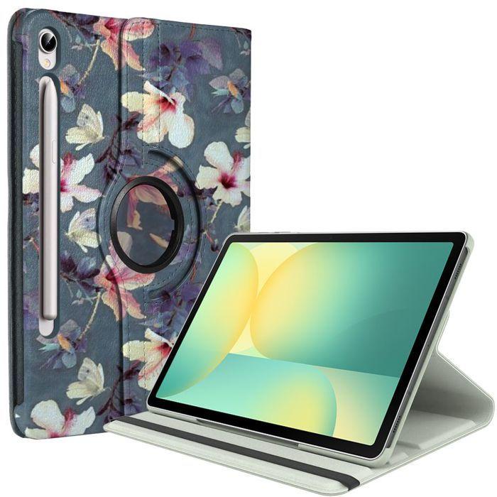 Coque de Protection - E.F.Connection - pour Samsung Galaxy Tab S10 FE / S9 FE - Rotatif 360° Motif Fleur