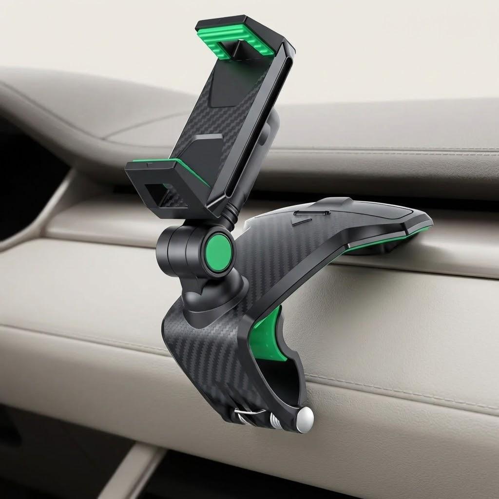

Universal Car Phone Holder Dashboard Easy Clip Mount GPS Display Bracket Front Support Stand зелёный