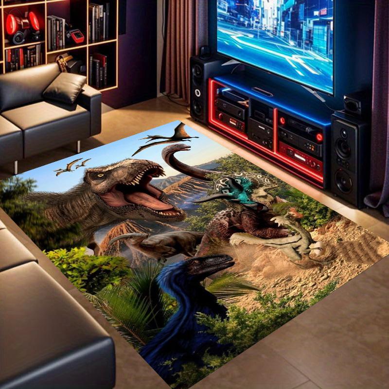 Jurassic Dinosaur Vild Förhistorisk Scen Tryckt Områdesmatta Halkfri Rektangulär Golvmatta Barn Dinosaurie Dekor Matta för Sovrum Vardagsrum