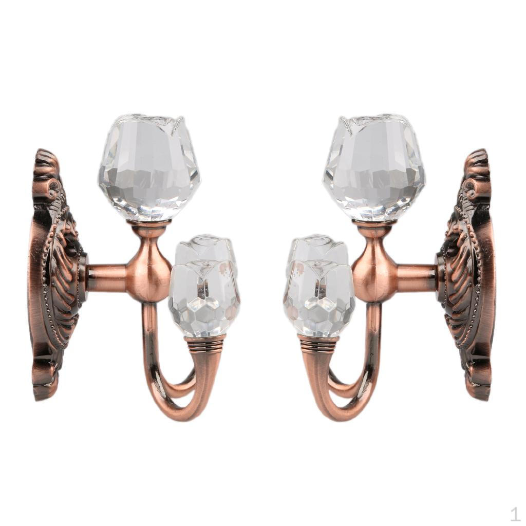 

1 Pair Crystal Curtain Tieback Hooks Holdbacks Tassel Hanger Drapery Red Bronze