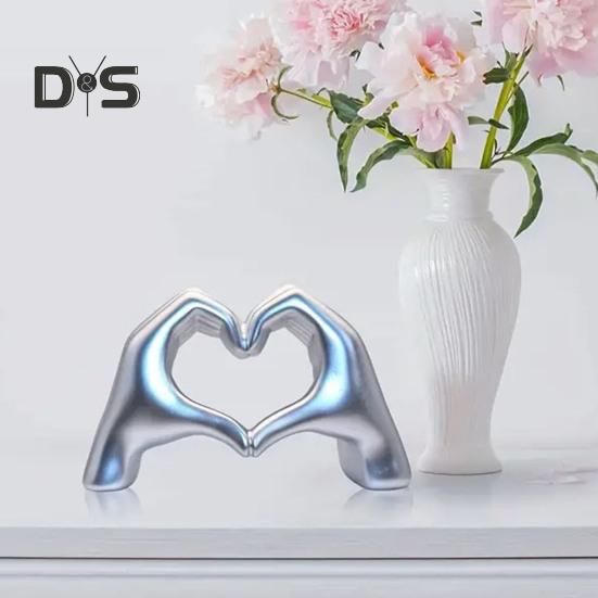 Statua in resina a forma di cuore con gesto a forma di cuore, scultura, decorazione per ufficio, matrimonio, scrivania