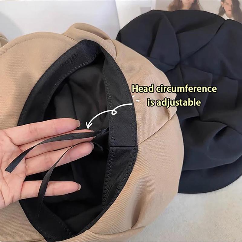 Cloud Hat Women'S Japanese Style Face-Showing Small Plain-Looking Beret Casual All-Match Beret Octagonal Cap