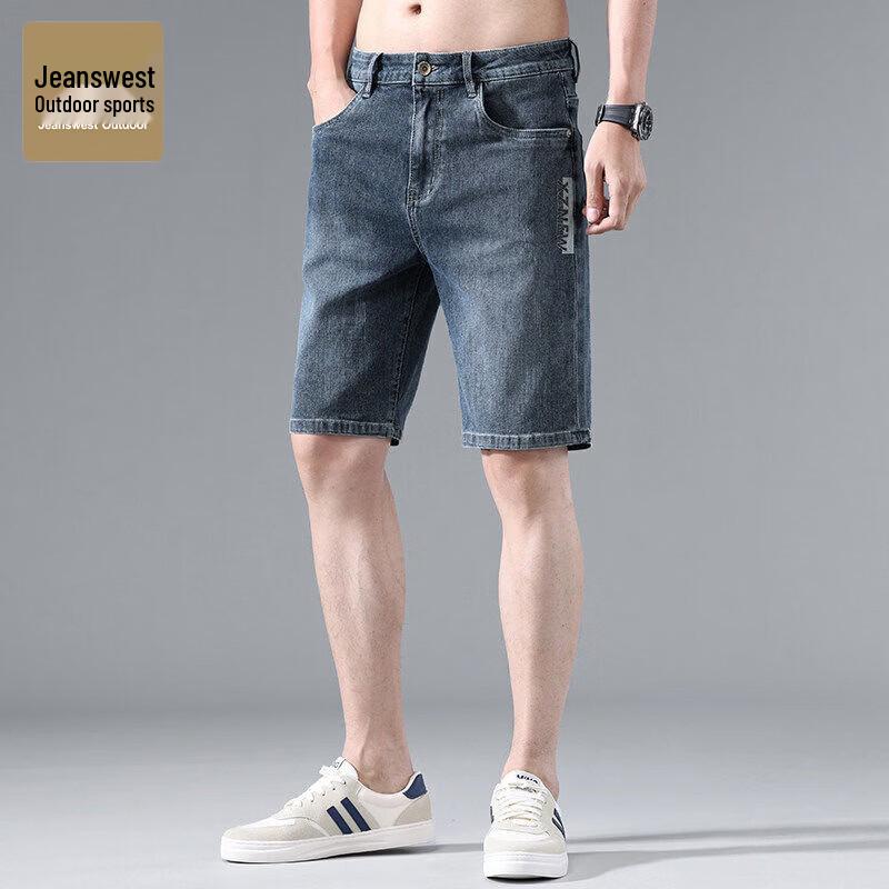 Men s Summer Loose Fit Stretch Denim Shorts 36