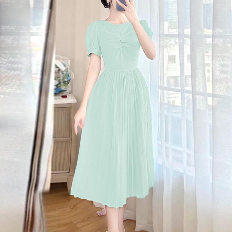 ZANZEA Women Casual Round Neck Summer Short Sleeve Long Dress