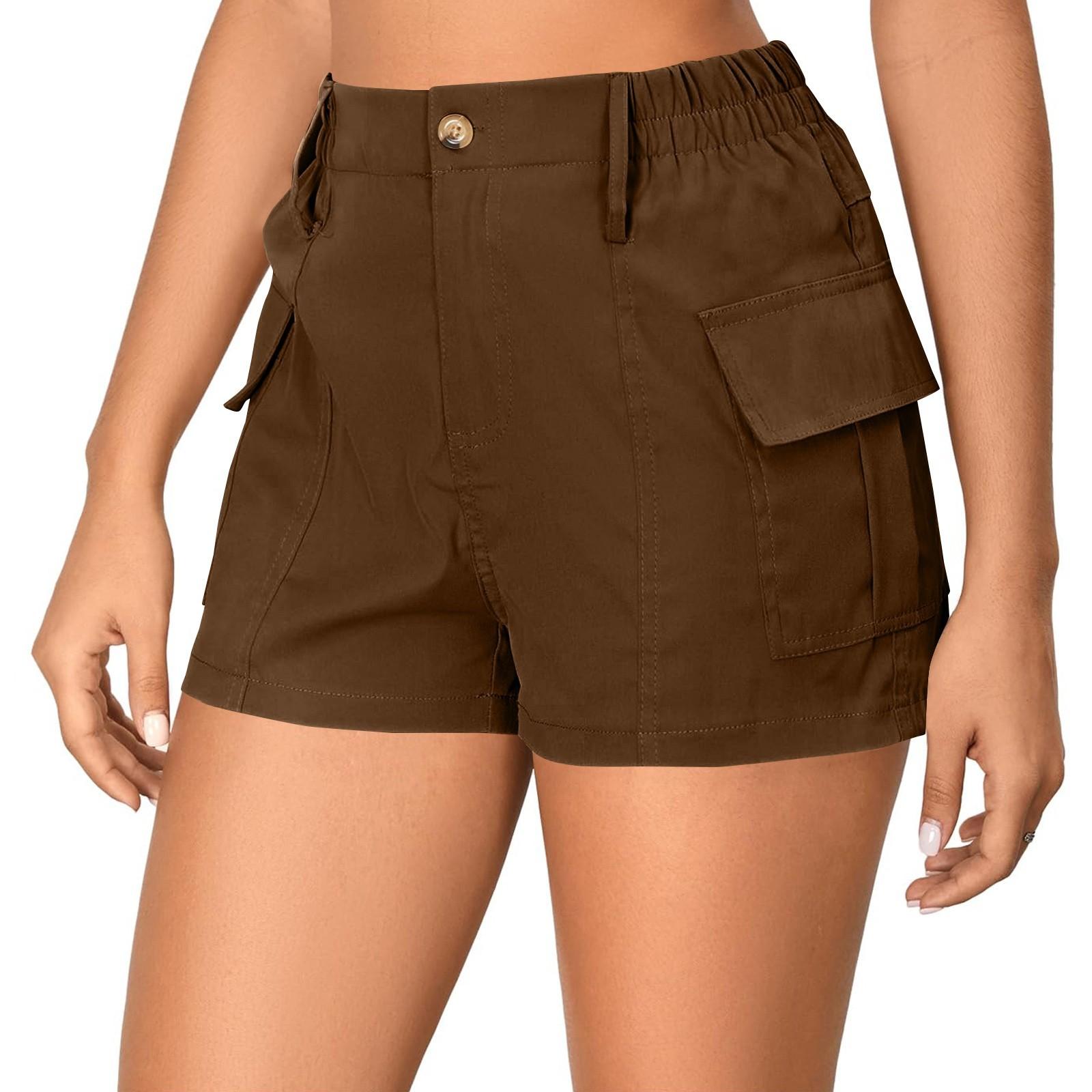 

Джинсовые шорты-бермуды для женщин, высокие модные длинные эластичные джинсовые шорты длиной до колена, повседневные летние шорты XL коричневый