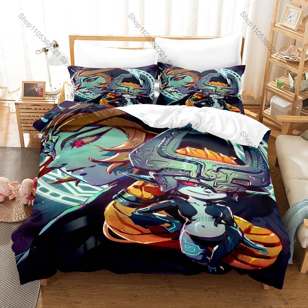 Game Chibi Midna Bedding Set 3Pcs Duvet Cover & Pillowcase Cartoon Bed Linen Set Game Fans Bedroom Decoration Gift