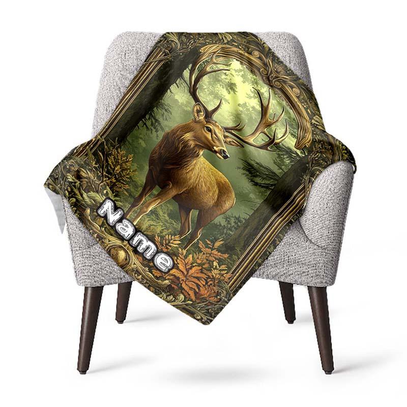 240Gm2 Deer Customize Your Name Outdoor Blanket Suitable For All Seasons Comfortable And Warm Soft Blanket Suitable For Travel Gifts For Relatives And