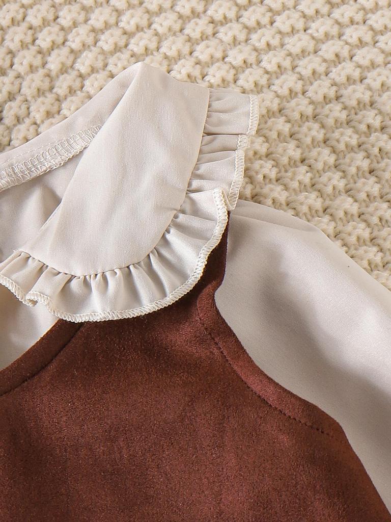 Neues europäisches & amerikanisches Mädchen-Outfit: Weißes Langarm-Oberteil + Kleid