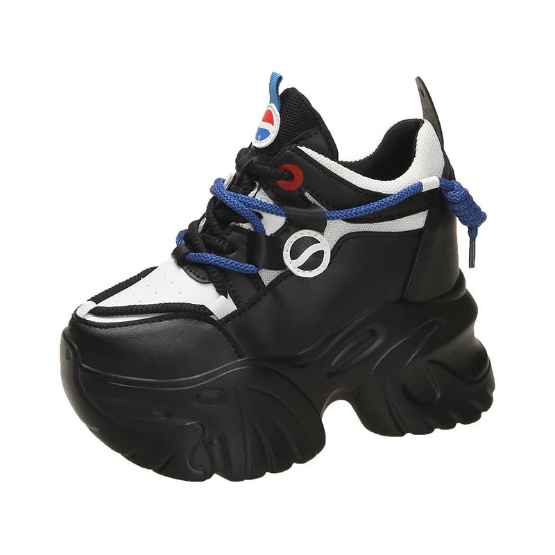 Fashion Fashion Women Leather Chunky Sneakers New Autumn Hidden Heels Casual Sport Dad Shoes 11CM Thick Sole Platform Sneaker Woman