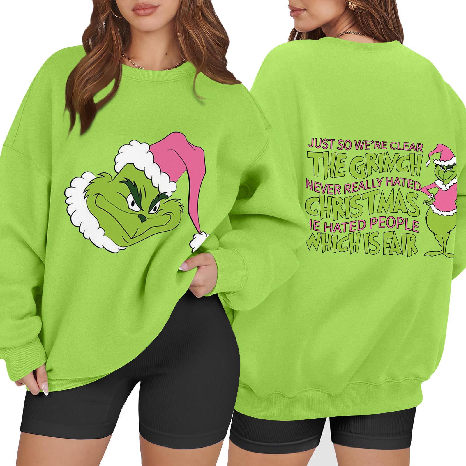 

Women s Fashion Long Sleeve Print Round Neck Loose Pullover Sweater Top XL зелёный