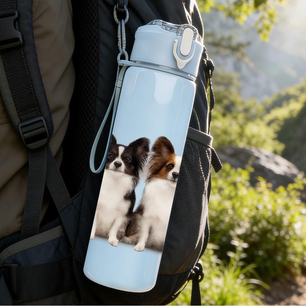 1PC Group Small Puppy Dog Portrait Print 750ml Color Plastic Sports Water Bottle Leakproof Flip Straw Lid Suitable for Sports Office Home Use
