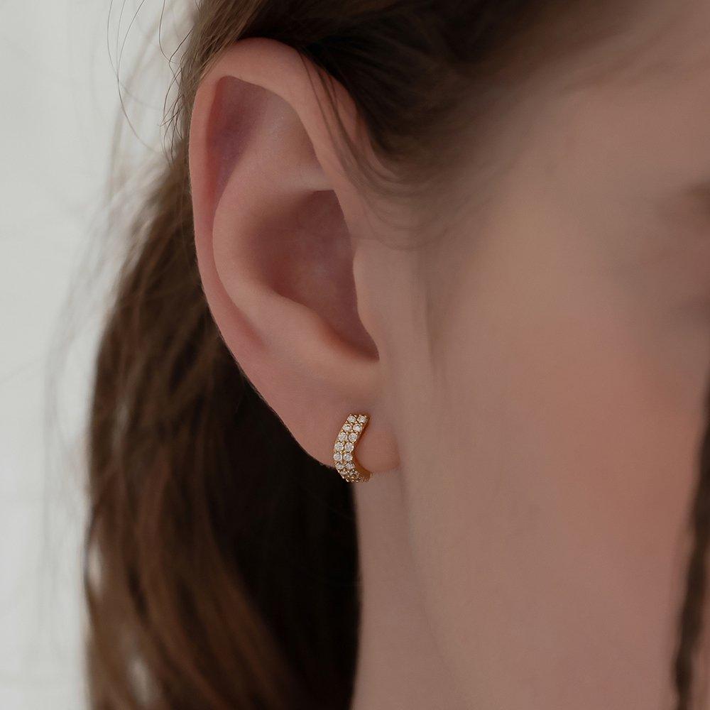 (925 Silver) Luster Curve Hoop Earrings Ec3206
