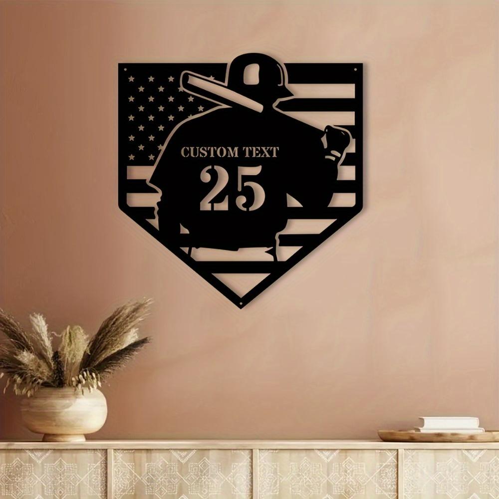 Custom Engraved Baseball Player Metal Wall Art Deco Style Personalized New Year Home Training Fields