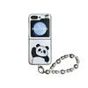 For Samsung Galaxy Z Flip 6 5 4 3 Case Z Flip6 ZFlip6 Cartoon Panda Bracelet Electroplated Silver Shockproof Back Cover