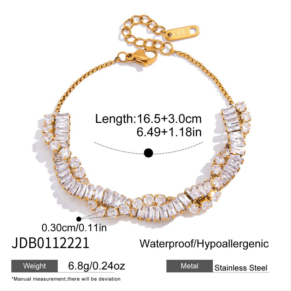 Youthway Sporty Twisted Zircon Chain Bracelet For Women Minimalist 18K Gold PVD Plated Stainless Steel Bracelet Fashion Jewelry