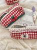5222 Multi-Functional Plaid Wool Bag: Large Capacity Case for Cosmetics, Stationery & Hygiene Essentials