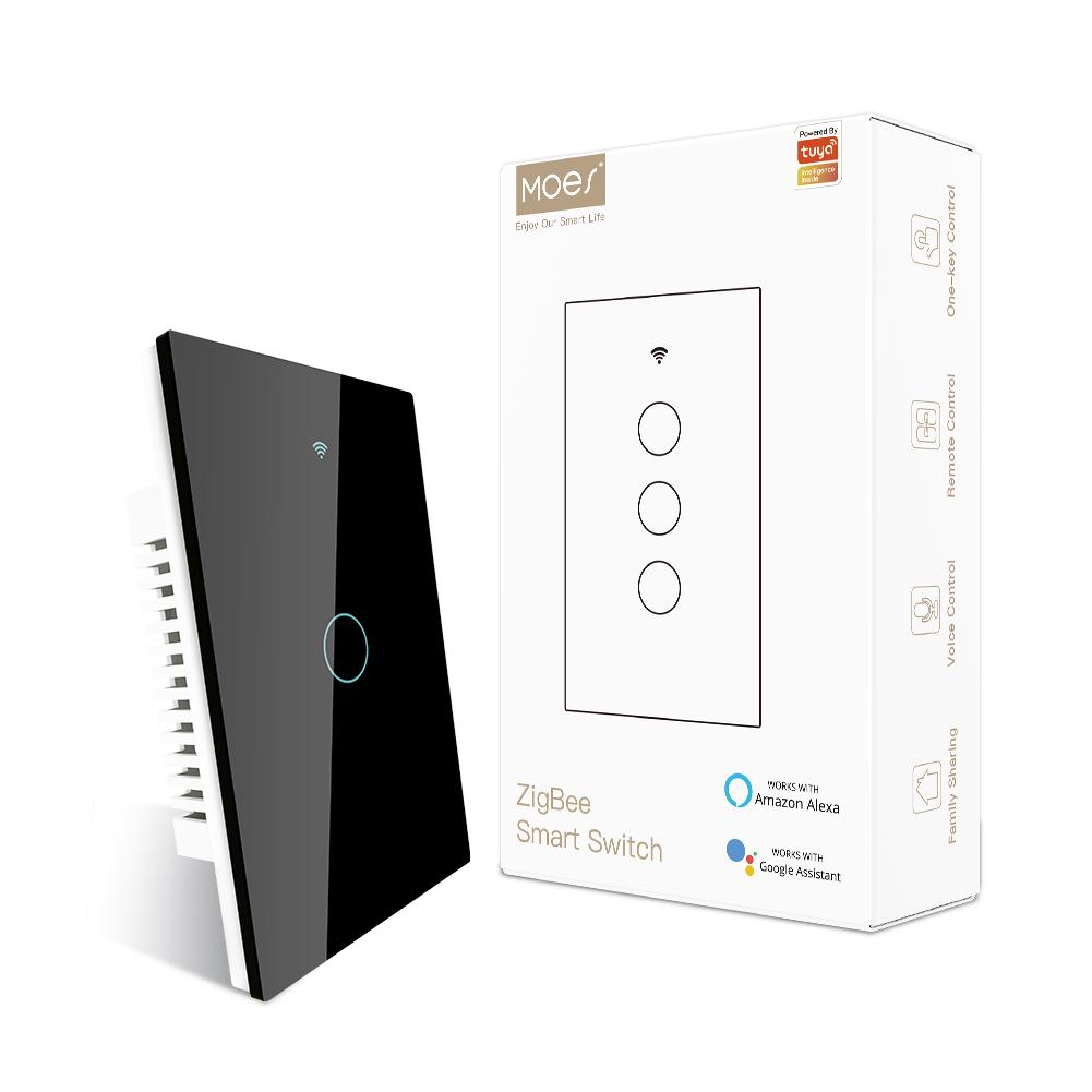 Tuya ZigBee 3.0 Smart Light Wall Switch Touch Switches  No Neutral No Capacitor  EU UK Standard 1/2/3/4 Gang Home Automation