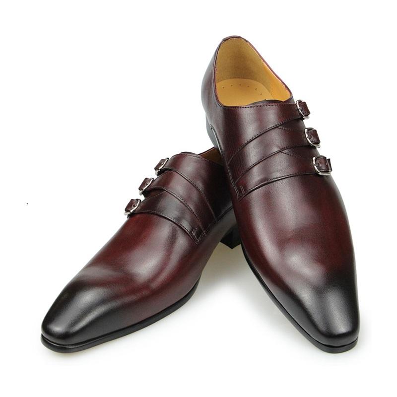 Fashion Summer Loafers For Men Monk Strap Italy Style Business Wedding Evening Office Male's Footwear Comfortable Luxury Sandal Wine Red