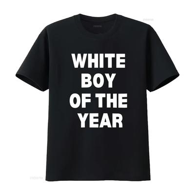 White Boy Of The Year T Shirt Funny Meme Vintage Washed Breathable Streetwear Homme Stretched Top For Everyday Wear Comfortable
