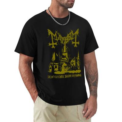 Mayhem Norway Band Original Logo Fanart De Mysteriis Dom Sathanas Gold TShirt Summer Clothes Plain Black T Shirts Men