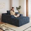 115*159cm, Comfortable Corduroy Sofa, With Deep Seat, Chaise Longue, No Assembly Required, Compression Sofas for Living Room, Bedroom, Apartment, Blue
