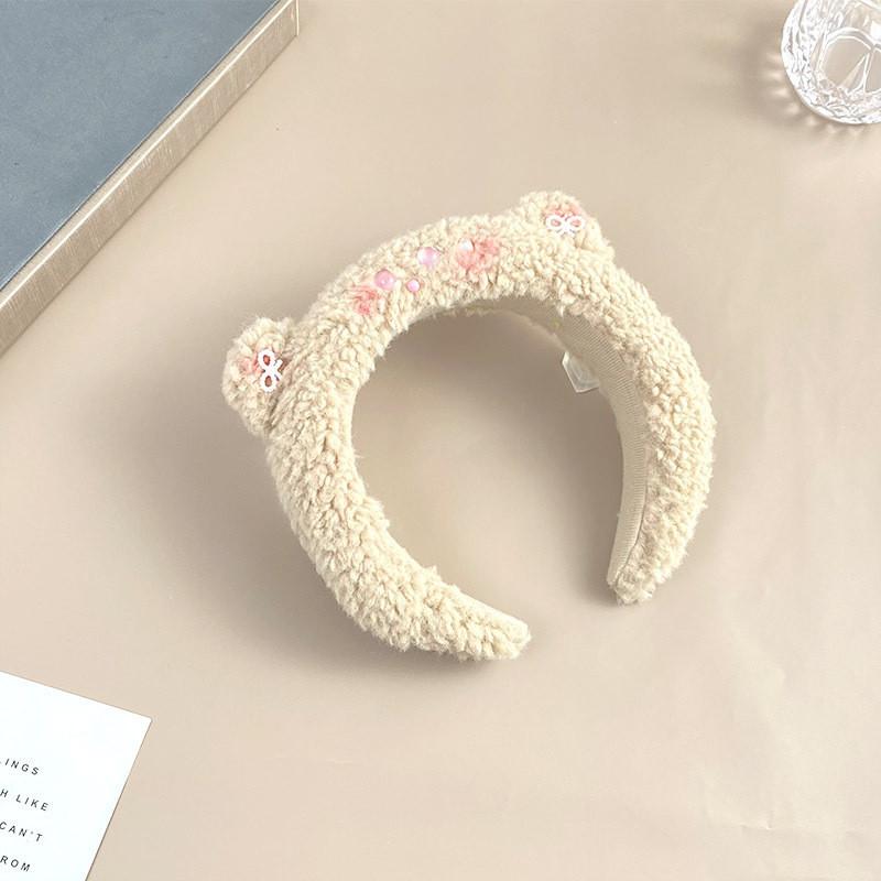 Cute Panda Plush Headband For Women Winter Face Wash Hairband Korean Style Hair Accessories