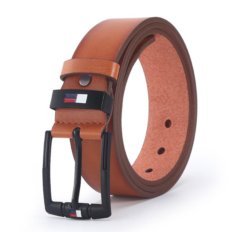 Belt Men'S Oil Drop Pin Buckle Microfiber Belt Business Belt Stall
