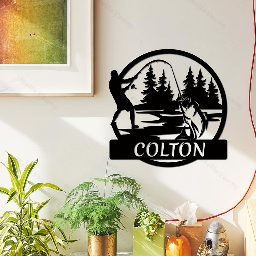 Customizable Metal Sign Fishing Silhouette Personalized Hot Sale Home Garden Kitchen Decor