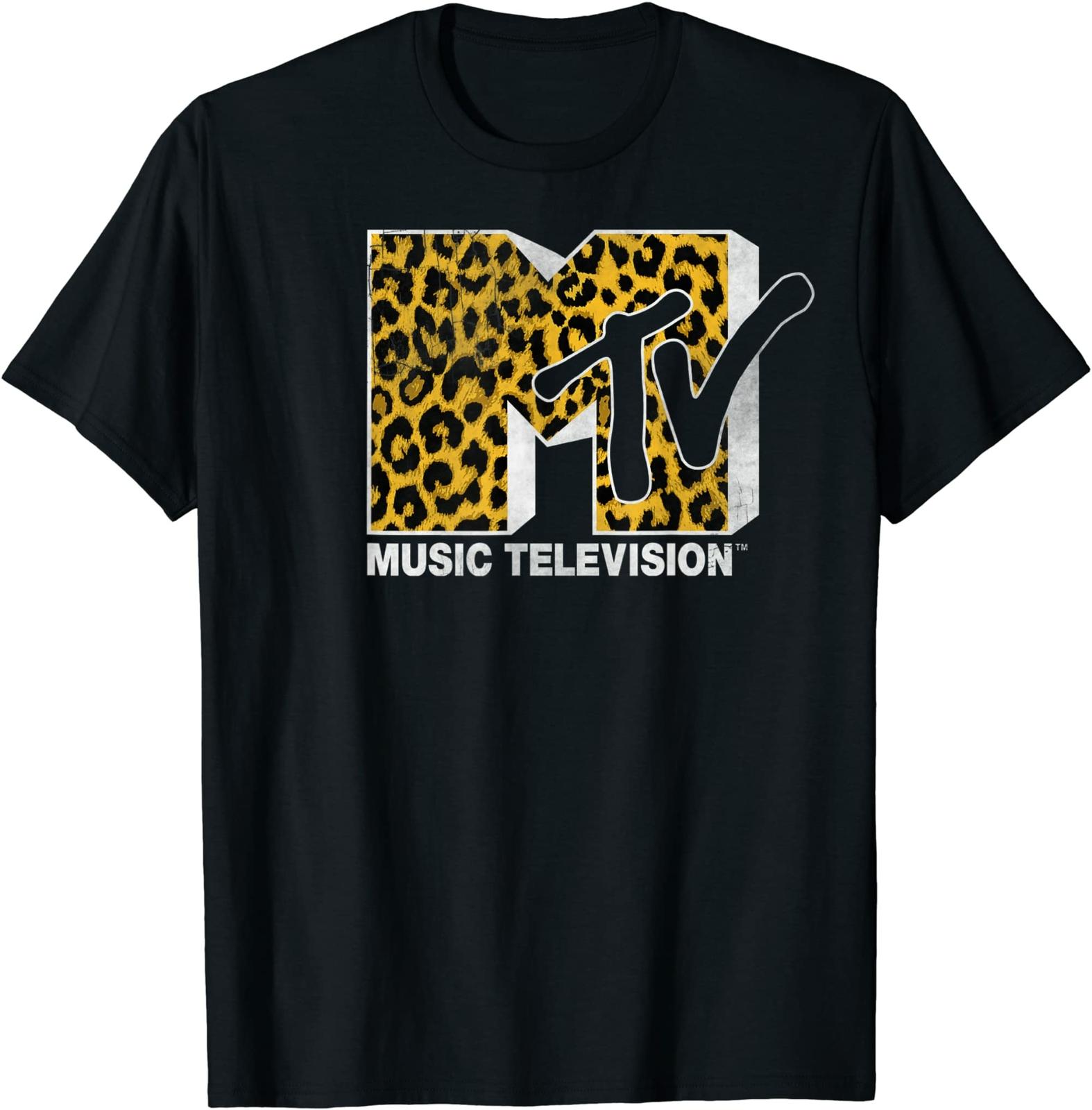 MTV Logo Cheetah Print Graphic T-Shirt Size S-5XL S