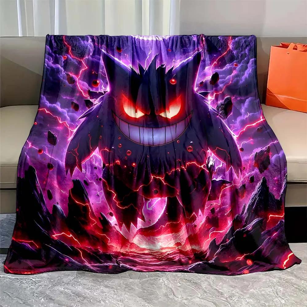Japanese Games Pokemon Gengar Cartoon Blanket Warm Soft Flannel Material Suitable for Home Sofa Travel Camping RV Luxury Gift