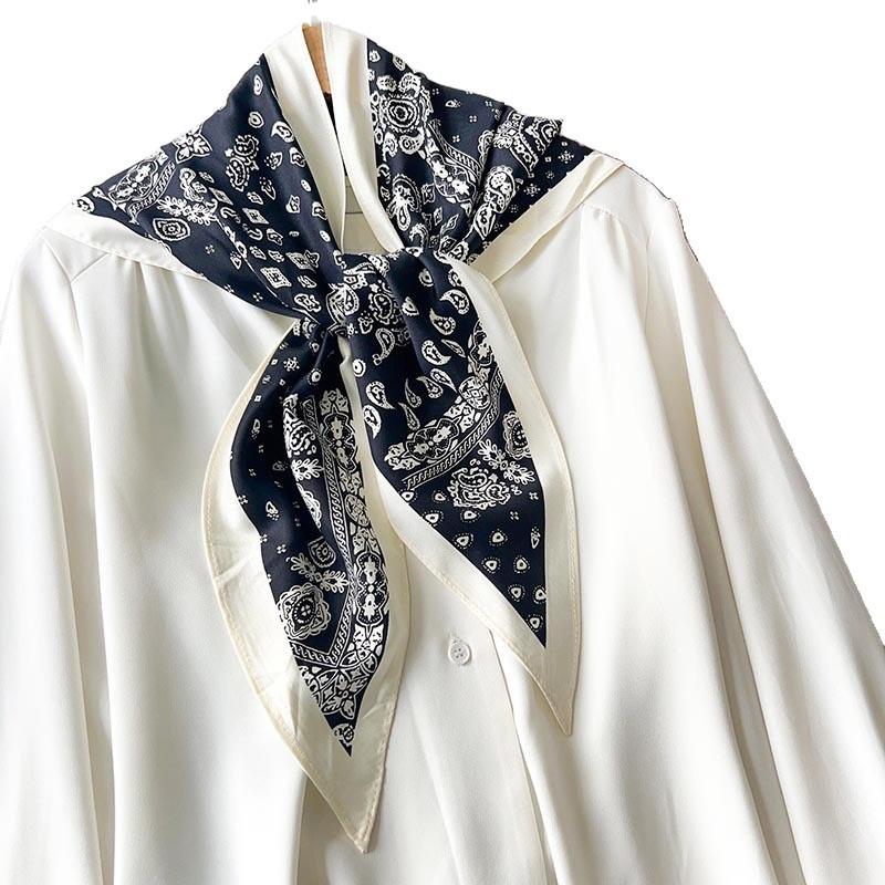 Matching Shirt French British Cashew Silk Scarf Neck High-end Shawl Triangle Scarf Belt Thin Waist Scarf