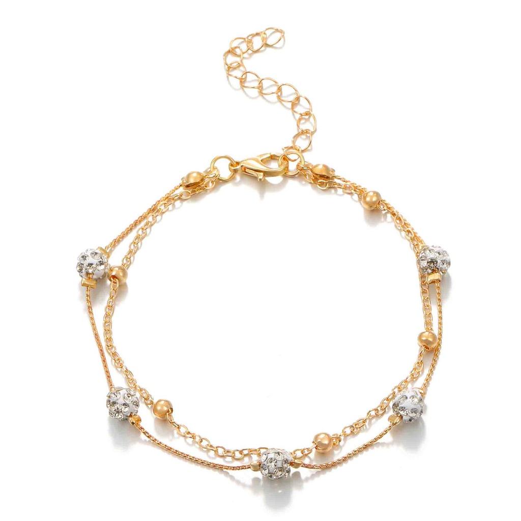 Bracelet Ankle Simple Women Overgild Color Anklet Foot Jewellery Chain Stone