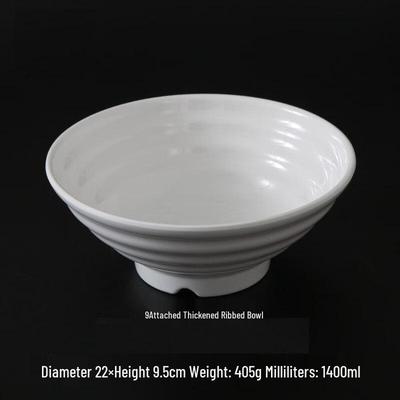Korean Style 9-Inch Melamine Ribbed Noodle Bowls (5-Pack)