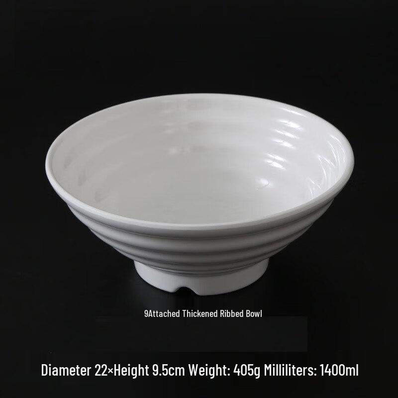 Korean Style 9-Inch Melamine Ribbed Noodle Bowls (5-Pack)