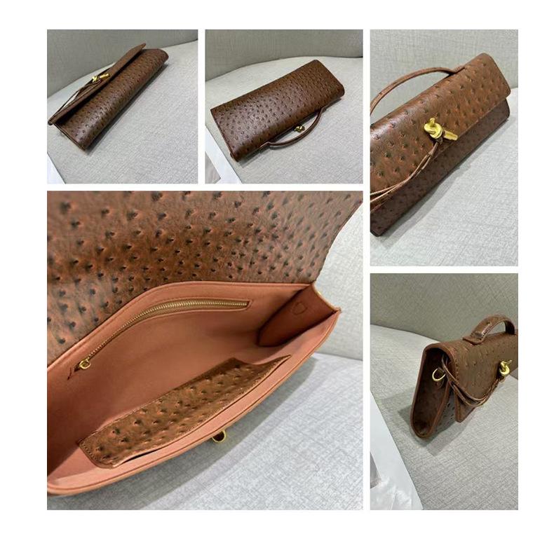 2025 Handgefertigte Straußenmuster Abend-Baguette Schulter- & Umhängetasche