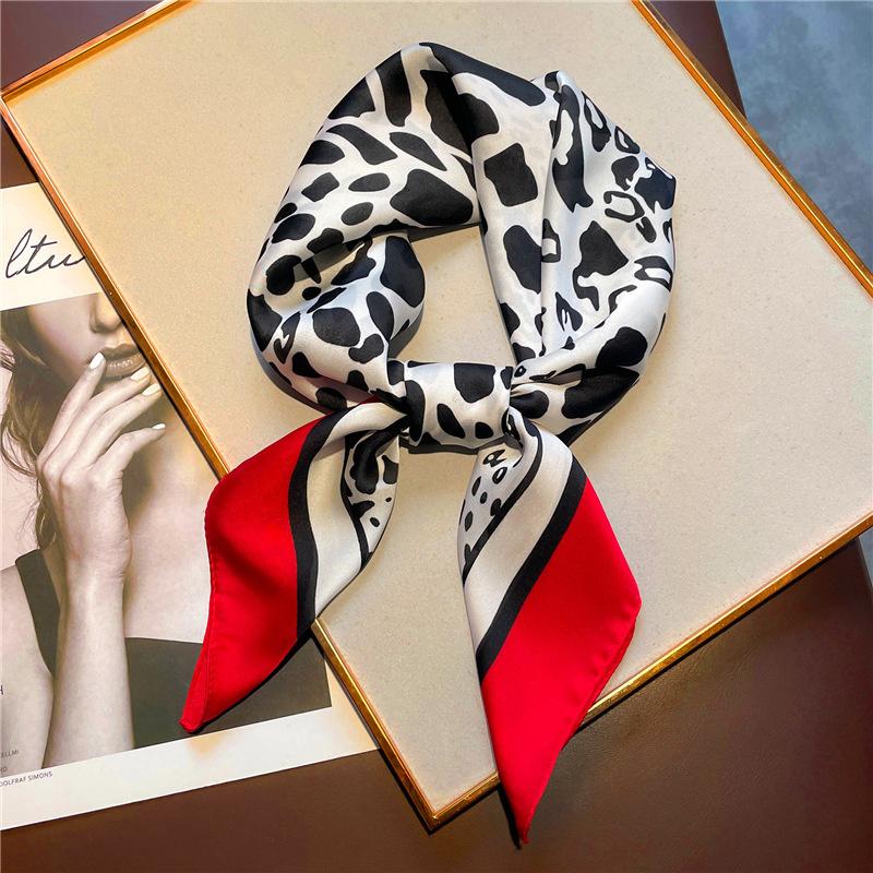 70cm Square Luxury Leopard Print Silk Scarf Ladies Headband Small Hair Scarves Band Female Handkerchief Bandana Foulard