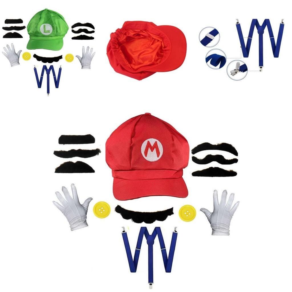 Sombrero de Sol Octogonal Oficial de Personaje Mario para Adulto, Gorra de Béisbol y Set de Accesorios