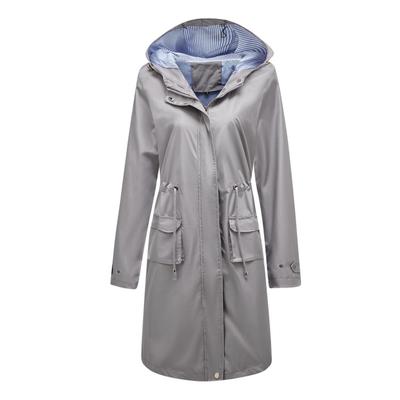 Women's Windcheaters Hooded Long Loose Coat with Side Pocket Outdoor Light Rain Windbreaker Hiking Jacket
