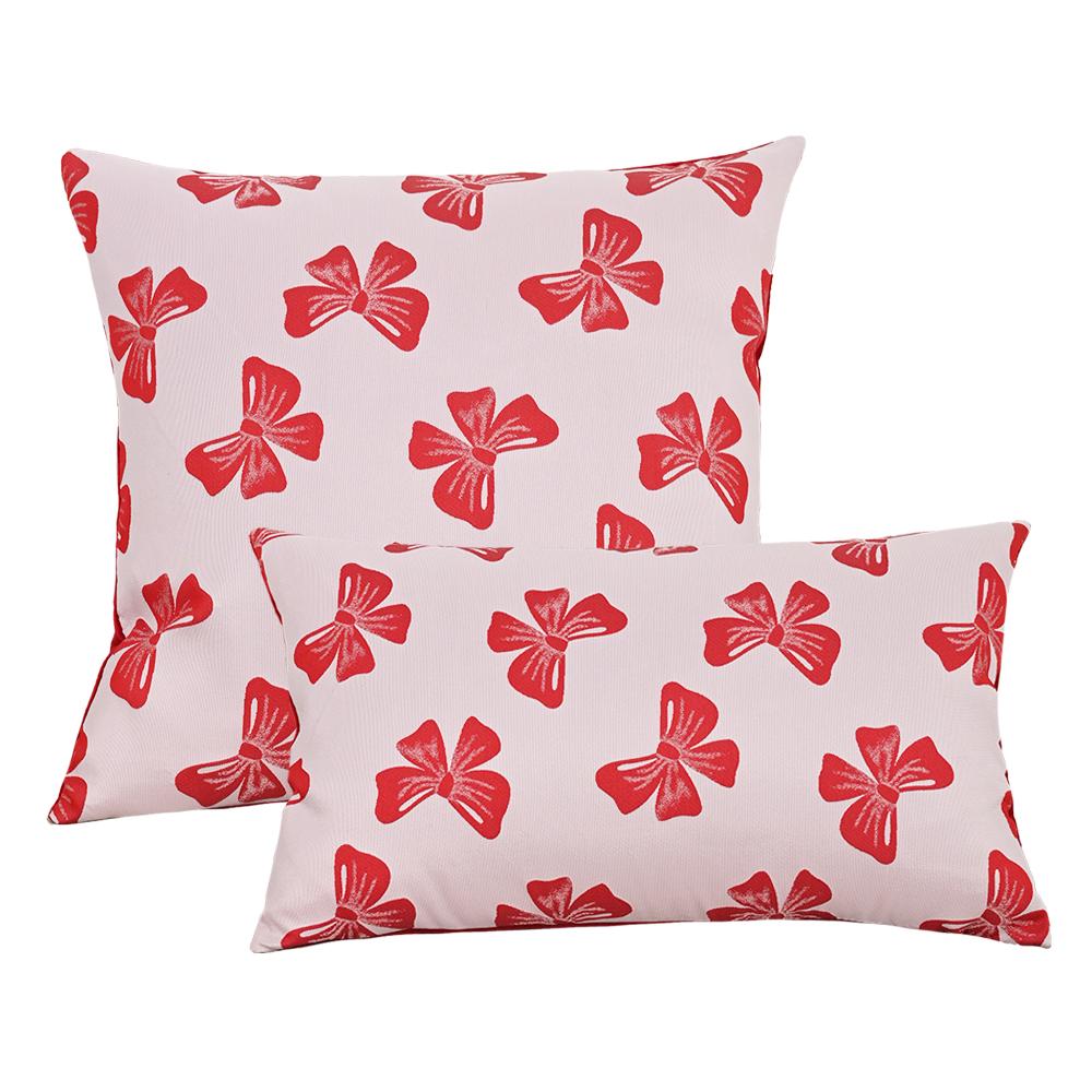 BUYNOW Jacquard Bow Pillowcase Without Pillow Core Korean Cute Girl Pink Bow Living Room Sofa Cushion Cover Home Bedroom Decor