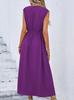 2026 Summer Women's Solid Color Elegant Lace-up Long Dress