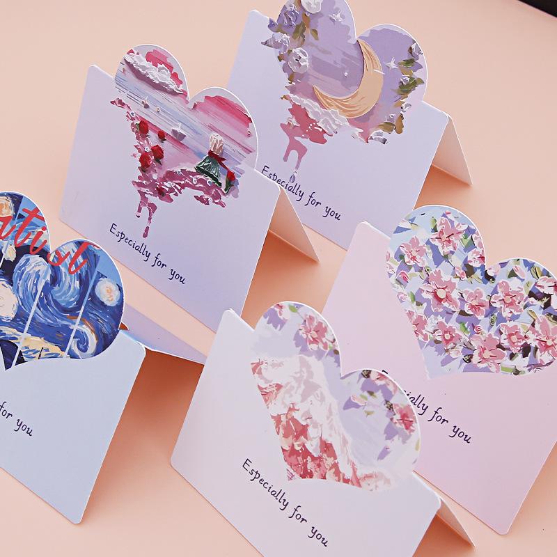 10pcs Love Card, Creative Oil Painting Style Card, Father's Day, Mother's Day,Teacher's Day,Birthday Party & Other Holiday Cards