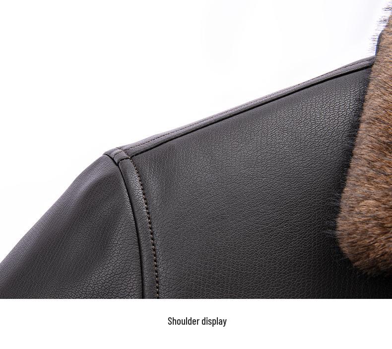 Men's 2025 Winter PU Leather Jacket with Detachable Fur Collar – Thick, Warm, and Casual Dad's Wear