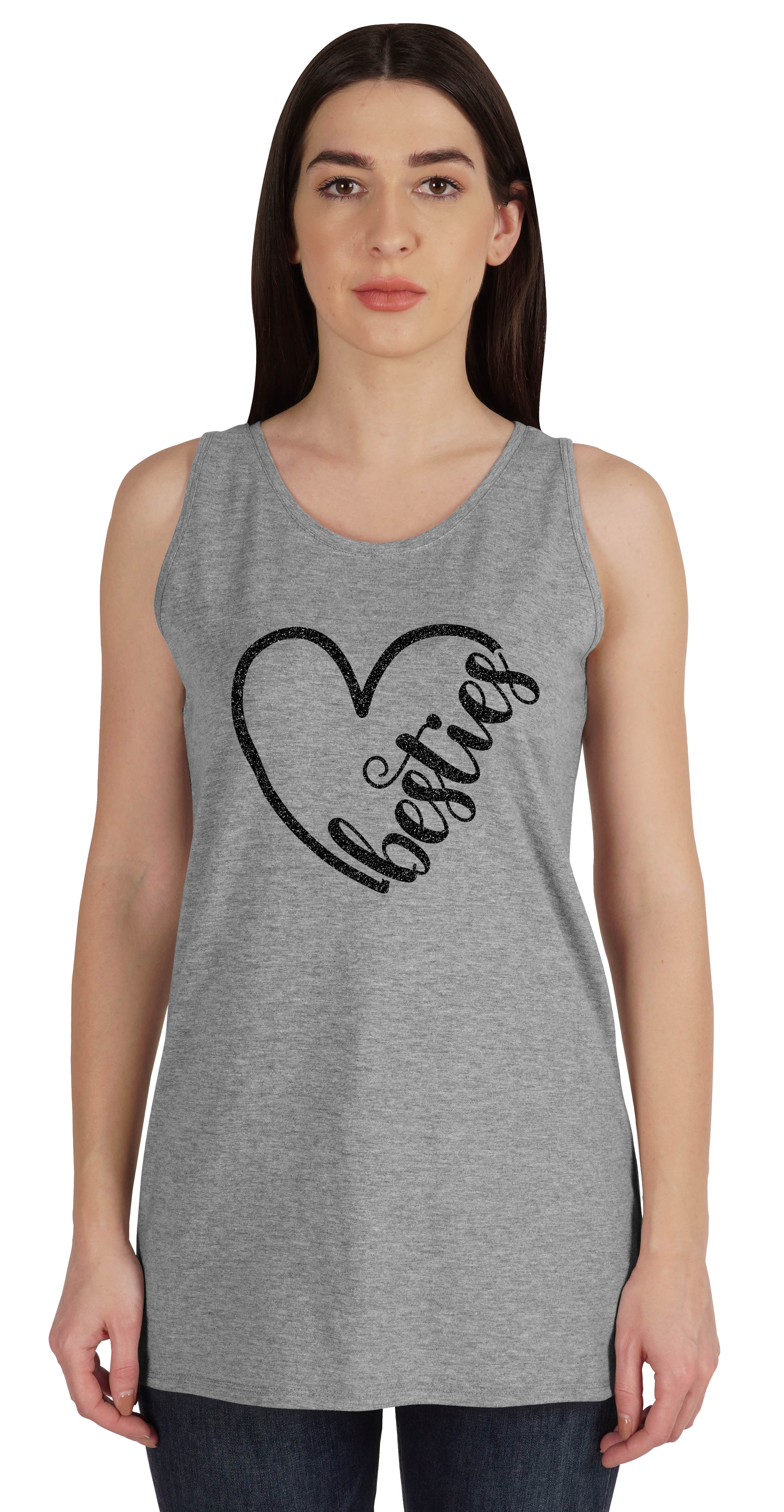 

Inkmeso Жіночі майки без рукавів Besties Graphic Best Friends XXL світло-сірий колір