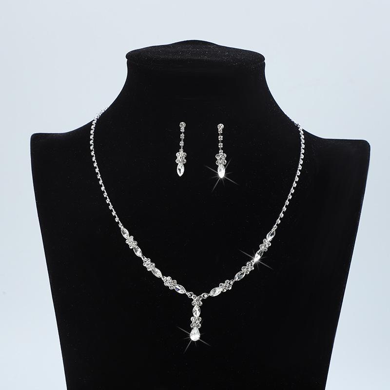 Fashion Necklace Earrings Bridal Set Necklace Dinner Party Wedding Full Diamond Women's Elegant Adjustment Crystal Pendant Jewelry 2026